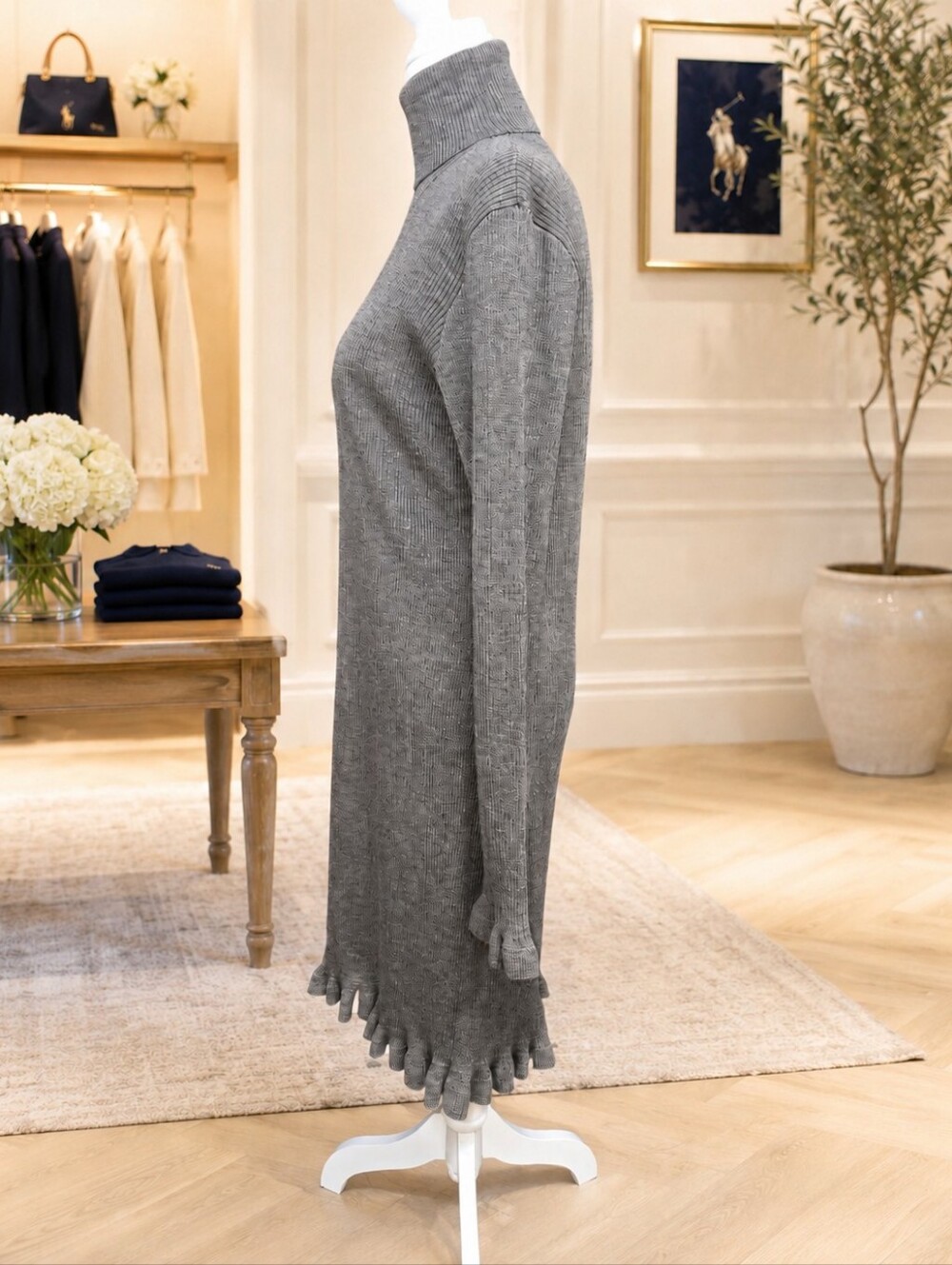 Ralph Lauren Gray Merino Wool Turtleneck Sweater Dress NWT XL - Picture 4 of 7